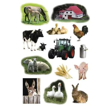 Photo HERMA : Lot de 39 stickers en papier - Photo d'animaux de la ferme - 3358