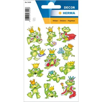 Photo HERMA : Lot de 36 stickers en papier - Roi grenouilles - 3429