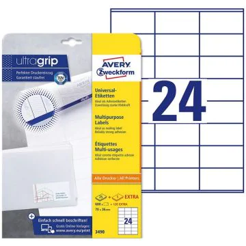 Photo Étiquettes adhésives - 70 x 36 mm - Blanc AVERY