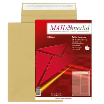 Photo Pochettes d'expédition à soufflets - 250 x 353 mm - Marron : MAIL MEDIA Lot de 5 (39005/7) 