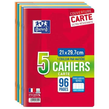 Photo Lot de 5 Cahiers 96 pages - Grands carreaux - 210 x 297 mm OXFORD