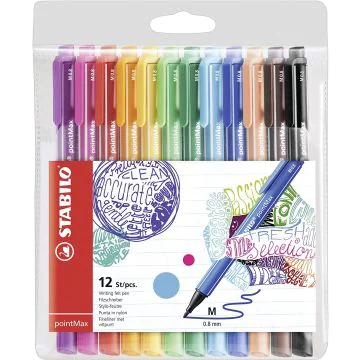 Photo Etui de 12 Stylo-feutres - Assortiment STABILO PointMax 