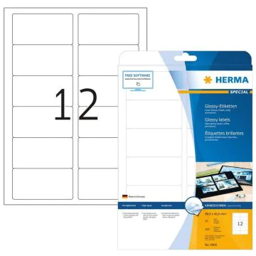 Photo Étiquettes brillantes adhésives blanches - 88,9 x 46,6 mm HERMA Lot de 300
