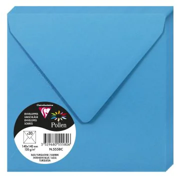 Photo Enveloppe POLLEN Bleu Turquoise Format  140 x 140 mm 5558C