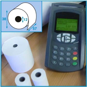 Photo Bobine thermique pour Ticket de carte bancaire - 57 x 38 x 12 mm ELVE