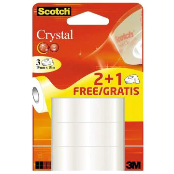 Photo Ruban adhésif Crystal Clear 600 Pack Eco - 19 mm x 15 m : SCOTCH 6-1915P3 