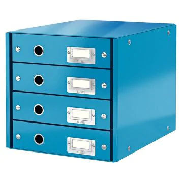 Photo Boite de classement WOW - 4 tiroirs Bleu LEITZ Click et Store 6048-36
