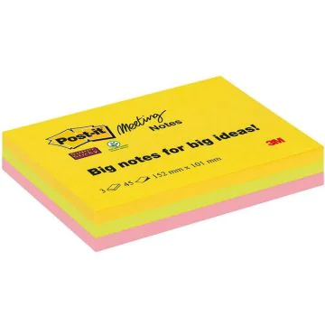 Photo Notes adhésives - Assortiment - 152 x 101 mm POST-IT Meeting Notes Super Sticky