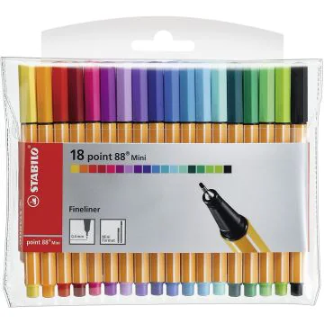 Photo STABILO : Lot de 18 stylos-feutres - Fineliner point 88 Mini 688/18-1