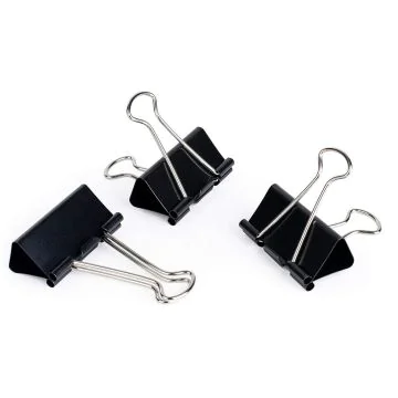 Pince double clip en métal - Largeur 19 mm - Noir - PAVO 8042067