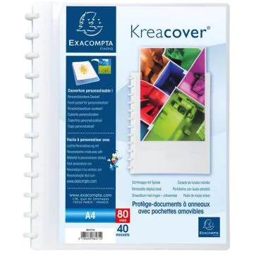 Photo Protège-Documents amovibles Personnalisable de 80 Vues - Blanc EXACOMPTA Kreacover