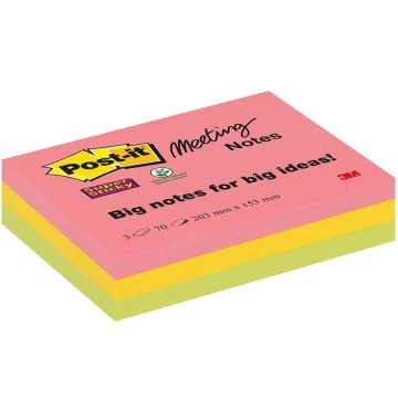 Photo Notes adhésives - Assortiment - 203 x 152 mm POST-IT Meeting Notes Super Sticky