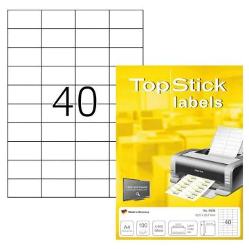 Photo Étiquettes adhésives blanches - 52,5 x 29,7 mm : TOP STICK