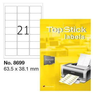 Photo Étiquettes adhésives blanches - 63,5 x 38,1 mm : TOP STICK