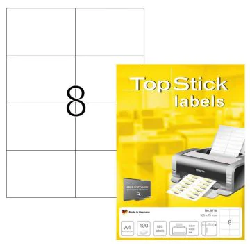 Photo couverture Étiquettes adhésives blanches - 105 x 74 mm : TOP STICK Lot de 800