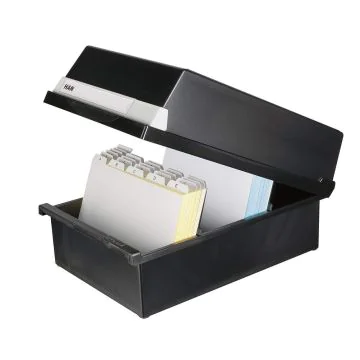 Photo Boite à couvercle ouverte pour 1300 cartes - A5 paysage - Noir : HAN 955-13 