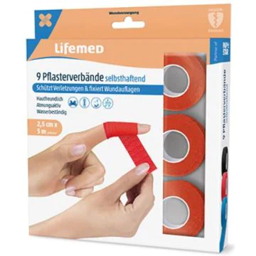 Photo Bandes adhésives élastiques - 25 mm x 5 m - Rouge LIFEMED