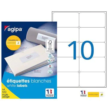 Photo Étiquettes adhésives 99,1 x 57 mm - Blanc  AGIPA 100982