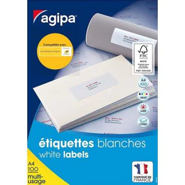 Photo Étiquettes adhésives 63,5 x 72 mm - Blanc  AGIPA 100983 