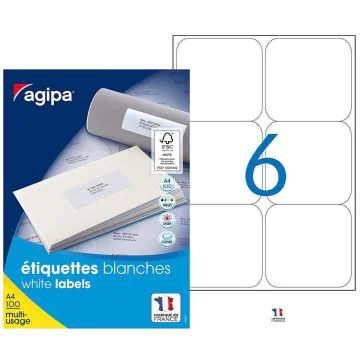 Photo Étiquettes adhésives 99,1 x 93,1 mm - Blanc  AGIPA 118988 