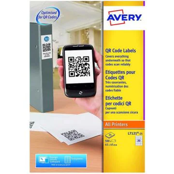 Photo Étiquettes blanches pour codes QR 45 x 45 mm AVERY L7121-25