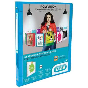 Photo ELBA : Classeur à 4 anneaux pour présentation Polyvision - Dos 20 mm - Bleu 100202276