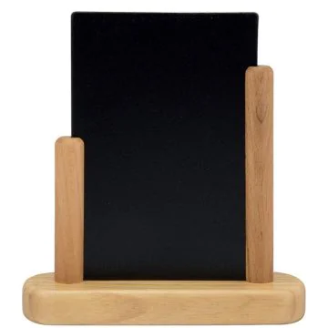 Photo Ardoise de Table - 160 x 170 mm - Support Teck : SECURIT Elegant Petit (ELE-TE-SM) 