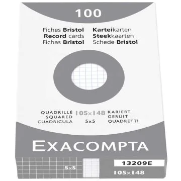 Fiches Bristol A6 105 x 148 mm - Blanc quadrillé EXACOMPTA 13209E