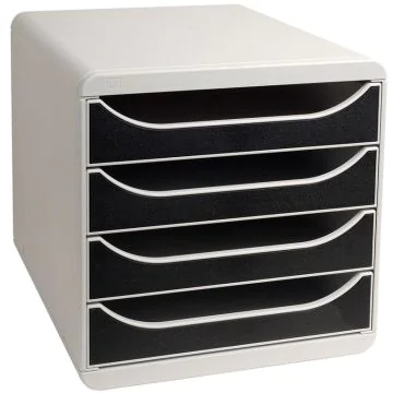 Photo Caisson à 4 tiroirs - Big Box - Gris Lumière/Noir EXACOMPTA Office