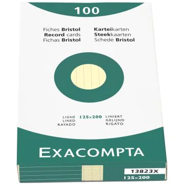 Photo Fiches Bristol lignées - 125 x 200 mm - Jaune EXACOMPTA Image