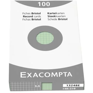 Photo Fiches Bristol quadrillées - 148 x 210 mm - Vert EXACOMPTA Image