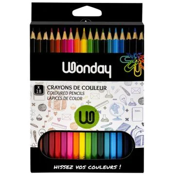 Boite de 18 Crayons de couleur - Assortiment WONDAY