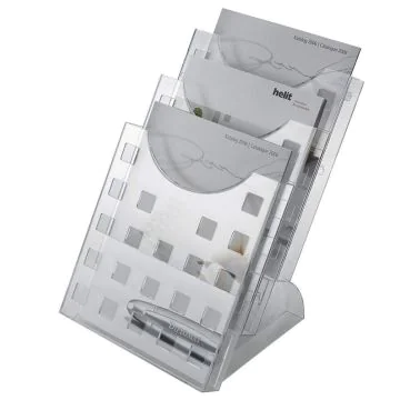 Photo Porte-revues de table 3 compartiments A4 - Transparent : HELIT H6102702