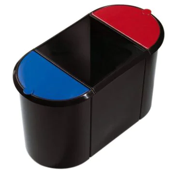 Photo Corbeille à papier en plastique - Trio System Noir/Bleu/Rouge : HELIT H6103597