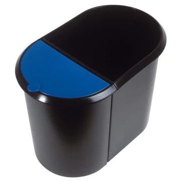 Photo Poubelle en plastique - Duo System - Noir/Bleu : HELIT H6103993