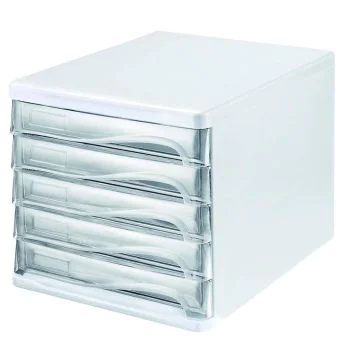 Photo Bloc de rangement - 5 tiroirs - Blanc/Transparent : HELIT H6129402