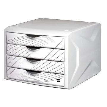 Photo Bloc de rangement - 4 tiroirs : HELIT Caméléon Blanc White queen