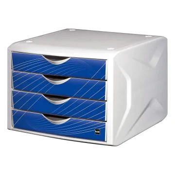 Photo Bloc de rangement - 4 tiroirs : HELIT Caméléon Blanc Blue Knight