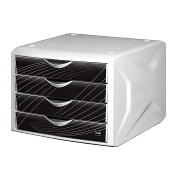 Photo Bloc de rangement - 4 tiroirs : HELIT Caméléon Blanc Black king H6129595