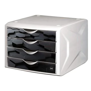 Photo Bloc de rangement - 4 tiroirs : HELIT Caméléon Blanc Dark Hexagon H6129695