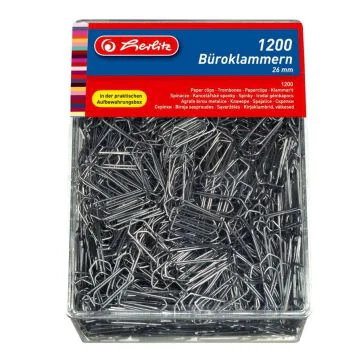 Photo Boite de 1200 trombones en métal - 26 mm : HERLITZ  10411007