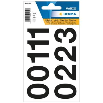 Photo 4189 HERMA  : Etiquettes de chiffres noirs autocollants - 33 mm