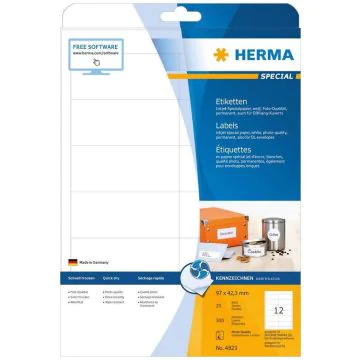 Photo Étiquettes adhésives Jet d'Encre - 96,5 x 42,3 mm. - Blanc HERMA 4823