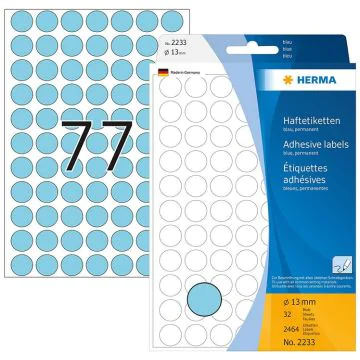 Photo HERMA : Lot de 2464 étiquettes adhésives rondes - 13,0  mm - Bleu
