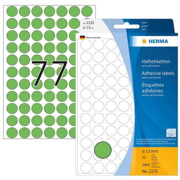 Photo HERMA : Lot de 2464 étiquettes adhésives rondes - 13,0  mm - Vert