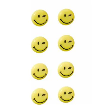Photo Lot de 8 Aimants SMILEY 20 mm - Jaune et Noir : FRANKEN