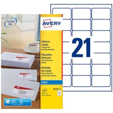 Photo Étiquettes - 63,5 x 38,1 mm - Jet d'encre - Blanc AVERY