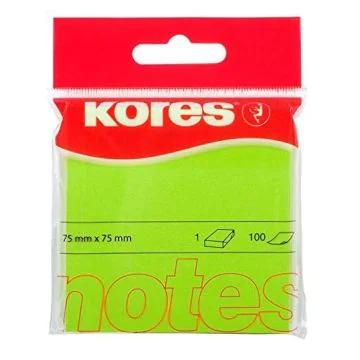 Photo Notes adhésives - Vert néon - 75 x 75 mm : KORES