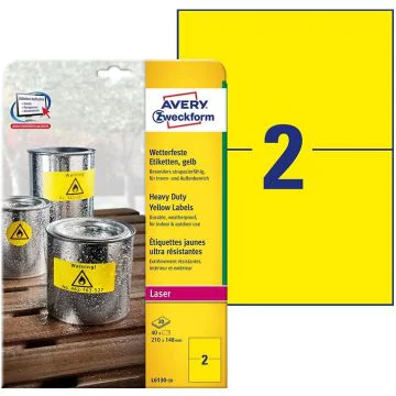 Photo Étiquettes ultra résistantes - 210 x 148 mm - Jaune AVERY 