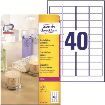 Photo Étiquettes adhésives résistantes - 45,7 x 25,4 mm - Transparent AVERY